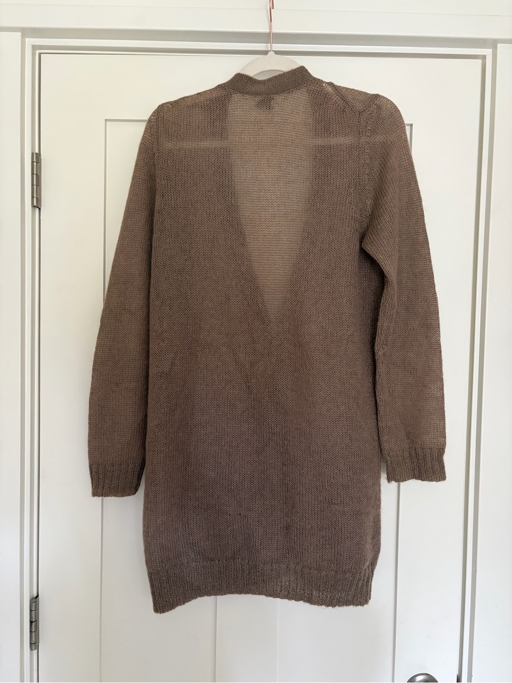 Aritzia Talula Babaton Mohair Blend Long Cardigan | Taupe Brown | M - Picture 3 of 7